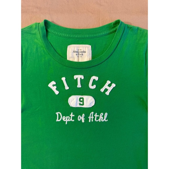 Abercrombie Fitch Babydoll Y2k T shirt Green Size M Preppy Holiday Layers 90's - Picture 8 of 8